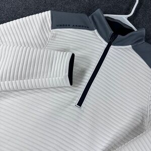 Under Armour Golf Pullover Mens SM Small White ColdGear Quilted Quarter Zip Top